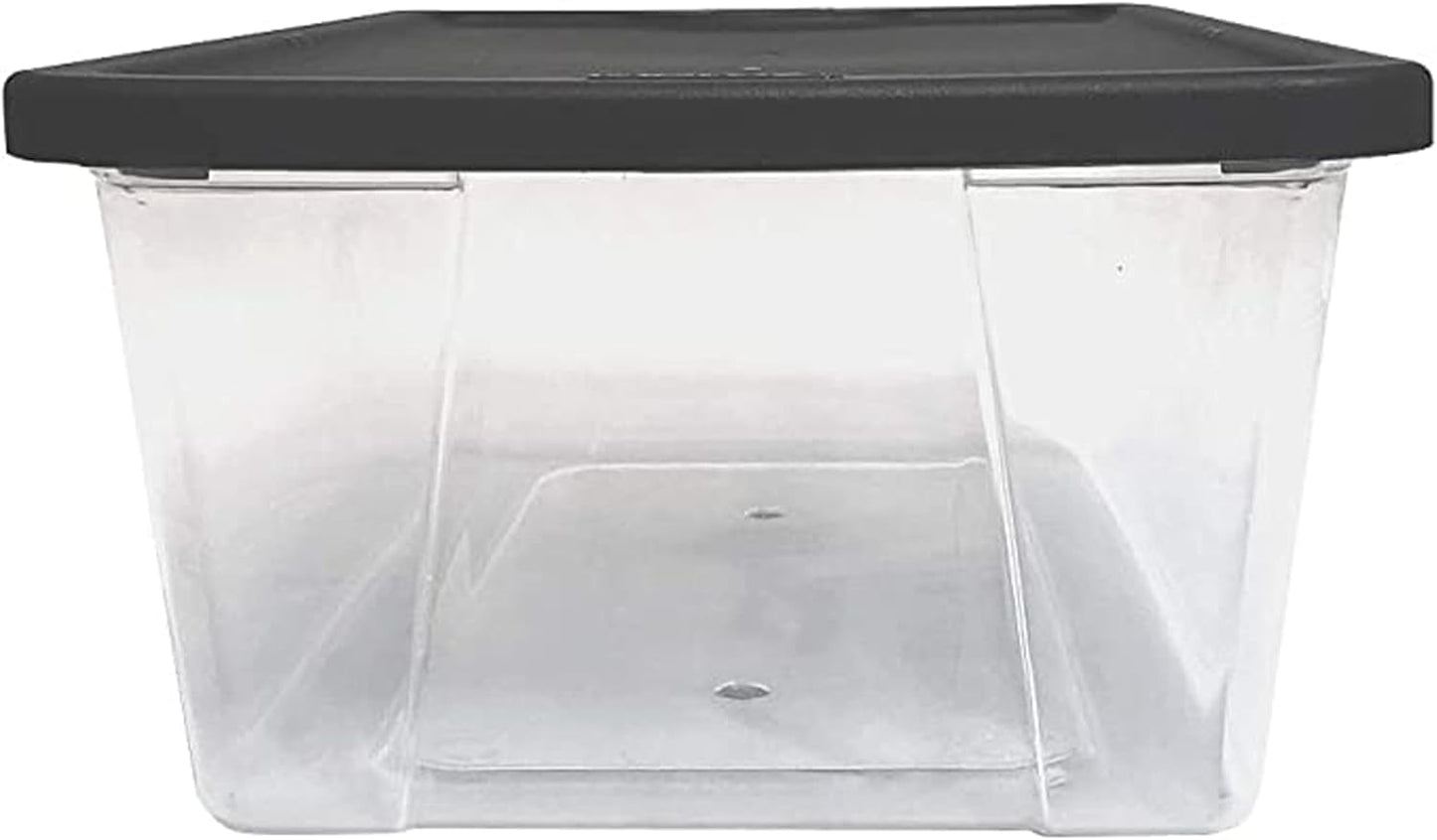 HOMZ 2-Pack Snaplock, Small Clear Plastic Storage Organizer Bins w/ Lids, 28 Quart, Gray - Stackable Container Boxes for Bedroom, Bathroom, Garage, and Office Organization