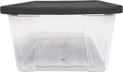 HOMZ 2-Pack Snaplock, Small Clear Plastic Storage Organizer Bins w/ Lids, 28 Quart, Gray - Stackable Container Boxes for Bedroom, Bathroom, Garage, and Office Organization