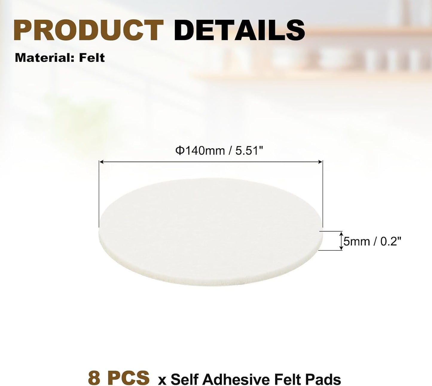 uxcell 32Pcs Non Slip Furniture Pads, 3" Round Self Adhesive Felt Bumpers Noise Reducing Furniture Feet Floor Protector for Chairs Tables Furniture Legs (White 0.2" Thick) - Colors A