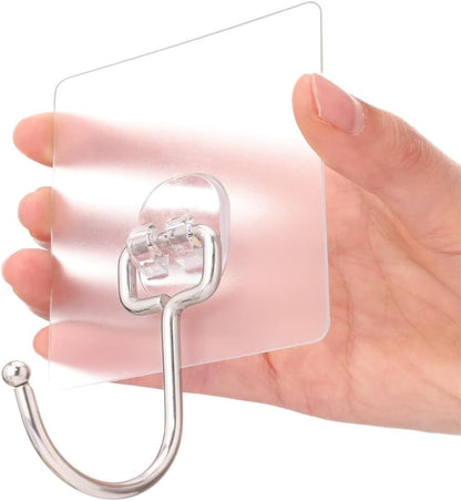 10 Packs All-Purpose Large Adhesive Hooks, Heavy Duty Hold 37 lb(Max) Wall Hooks for Hanging, Large Waterproof Stick on Hooks for Organization
