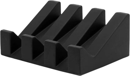 Silicone Soap Dish, Bar Soap Holder for Shower Bathroom, Kitchen, Bathtub, Self Draining Waterfall Drying Tray Keep Soap Bars Dry Clean & Easy Cleaning (Black)