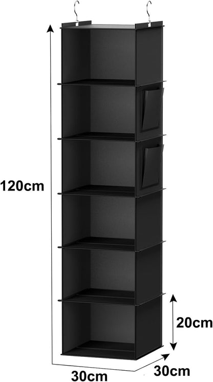 YOUDENOVA Hanging Closet Organizer, 6-Shelf Closet Hanging Storage Shelves, 2 Packs, Grey