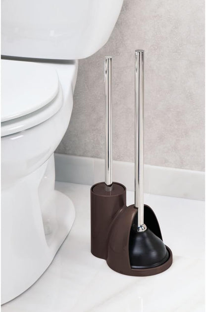 iDesign Slim Toilet Bowl Brush and Holder for Bathroom Storage - White/Brushed Stainless Steel, 1 x Toilet Brush | Bathroom Storage