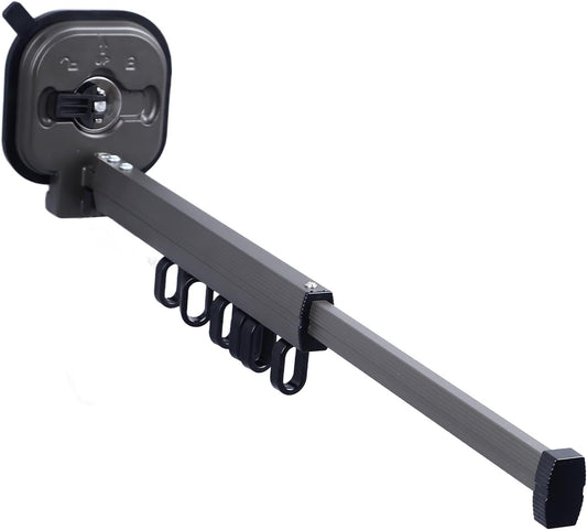 Rengue Wall Mounted Racks Wall Mount Folding Clothes Drying Rack Aluminum Alloy 59cm Retractable Laundry Rack, Strong Suction Cup for Smooth Surfaces Bathroom Balcony RV Drying Supplies