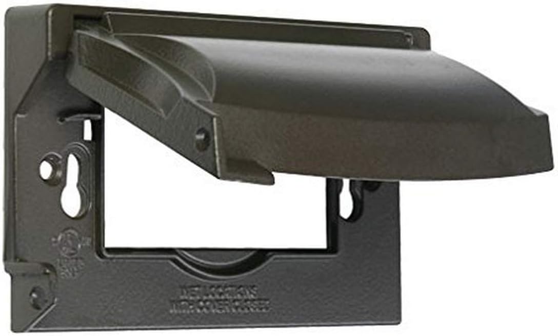 Hubbell-Bell MX1250Z 1-Gang Flip Weatherproof Cover, Universal Metal 12-in-1 Outlet Outdoor Receptacle Protector, Vertical/Horizontal, Bronze