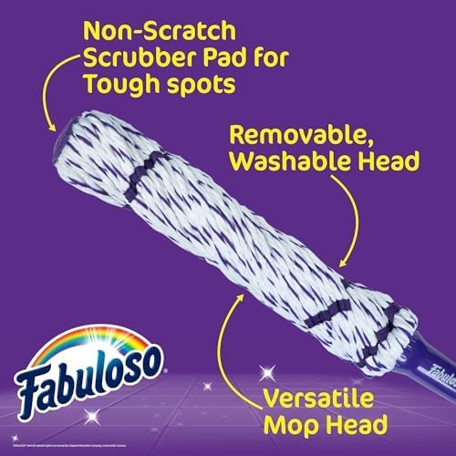 Fabuloso Spin Mop and Bucket Set, Hands-Free Pedal-Activated Spin Wringer, Adjustable Pole, Machine Washable and Replaceable Microfiber Mop Head, Works on All Hard Floor Surfaces