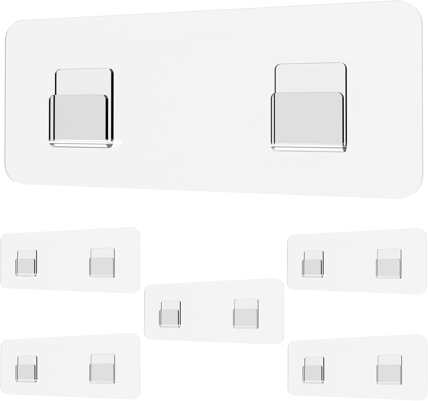 Shower Caddy Adhesive Replacement Sticker, Shower Adhesive Strip Adhesive Hook Bathroom Storage Shelf Organizer Sticker Adhesive Pads Hooks for Kitchen Caddy for Flat Wire, 2 Flat Hooks 6 1/2"