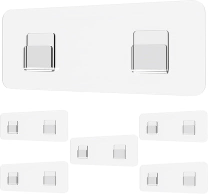 Shower Caddy Adhesive Replacement Sticker, Shower Adhesive Strip Adhesive Hook Bathroom Storage Shelf Organizer Sticker Adhesive Pads Hooks for Kitchen Caddy for Flat Wire, 2 Flat Hooks 6 1/2"