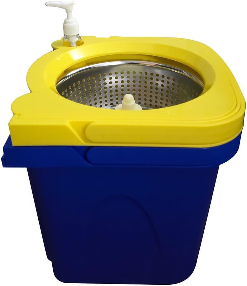 Thunder Mop Spin System -Double-Sided- 2 Compact Stackable 6L Buckets, Microfiber Head, Stainless Steel Wringer, Antifungal Quick-Dry Cleaning, Soap Dispenser, 3 Free Refills (Lime/Forest Green)
