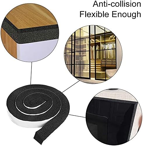 Seal Foam Tape,1/2 Inch W x 1/8 Inch T Weather Stripping for Door and Window,High Density Single Sided Closed Cell Door Insulation Weather Strip, 3 Rolls Total 50FT Black