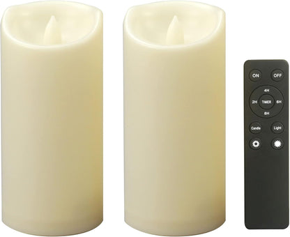 CANDLE CHOICE Waterproof Outdoor Battery Operated Flameless Candles with Remote Timer Plastic Flickering Fake Electric LED Pillars for Lantern Garden Wedding Christmas Decorations 3x4 Inches 3 PCS