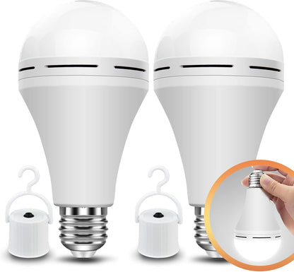 Neporal 4 Pack Emergency-Rechargeable-Light-Bulb, Stay Lights Up When Power Failure, 1500mAh 15W 80W Equivalent LED Light Bulbs for Home, Camping, Tent (E27, with Hook) (Daylight)