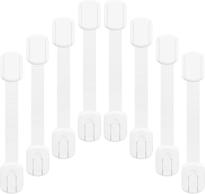 8-pack Child Safety Cabinet Locks, Child-proof Cabinet Locks with 3M Adhesive, No Drilling Required, Multipurpose Baby-proof Cabinet Locks For Drawers, Fridge, Cabinets, Toilet Seat and More