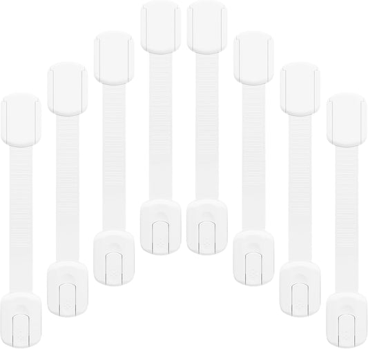 8-pack Child Safety Cabinet Locks, Child-proof Cabinet Locks with 3M Adhesive, No Drilling Required, Multipurpose Baby-proof Cabinet Locks For Drawers, Fridge, Cabinets, Toilet Seat and More