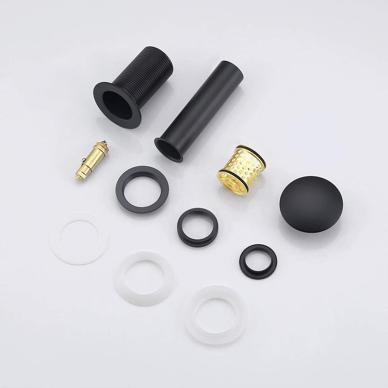KES Bathroom Sink Drain with Overflow, All Metal Pop Up Drain for Bathroom Sink Stopper with Brass Strainer Basket Hair Catcher Anti Clog Rustproof 18/8 Stainless Steel Matte Black, S2018A-BK