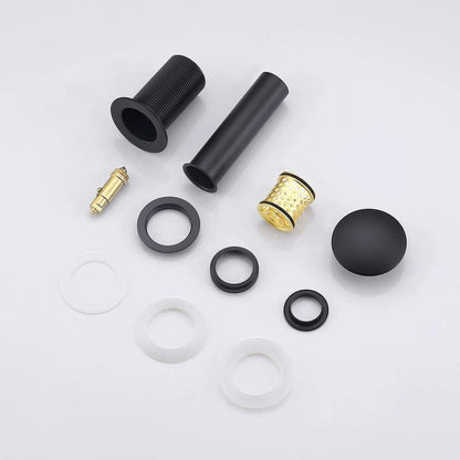 KES Bathroom Sink Drain with Overflow, All Metal Pop Up Drain for Bathroom Sink Stopper with Brass Strainer Basket Hair Catcher Anti Clog Rustproof 18/8 Stainless Steel Matte Black, S2018A-BK