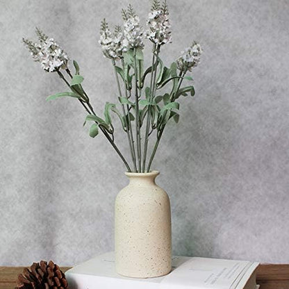 Hirdbrote Small Ceramic Vases for Decor, 2-Piece Set - Flower Vases, Modern Farmhouse & Rustic Home Decor, Wedding & Kitchen Centerpiece (5.5' & 4.7' Tall) (White)