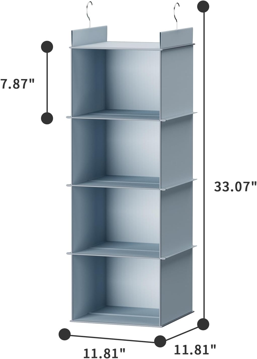 YOUDENOVA Hanging Closet Organizer, 6-Shelf Closet Hanging Shelves, Grey