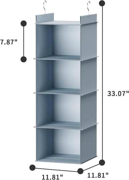 YOUDENOVA Hanging Closet Organizer, 6-Shelf Closet Hanging Shelves, Grey