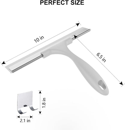 SetSail Squeegee for Shower Glass Door Stainless Steel Shower Squeegee for Glass Doors All-Purpose Window Squeegee for Tile Shower Walls, Sink, Mirror, Bathroom, Car Window Cleaning 10 Inches