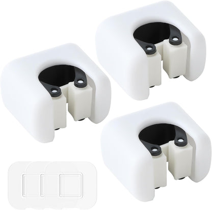 3 Pcs Self-Adhesive Broom Holder | Wall Mount Mop Organizer,Cleaning Supplies Hanger Rack for Bathroom Kitchen Garage Garden,Durable＆Water-Resistant