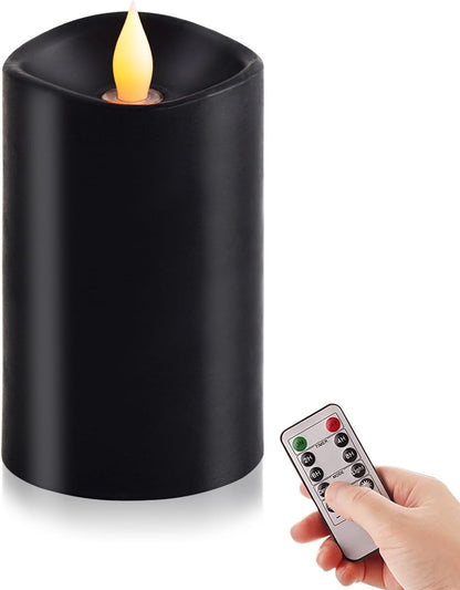 3x3 Flickering Flameless Candles Set of 2, 2AA Battery Life 600 Hours Battery Candles Flickering with Timer,3 inch Flameless Candles with Remote for Indoor/Outdoor, Ivory