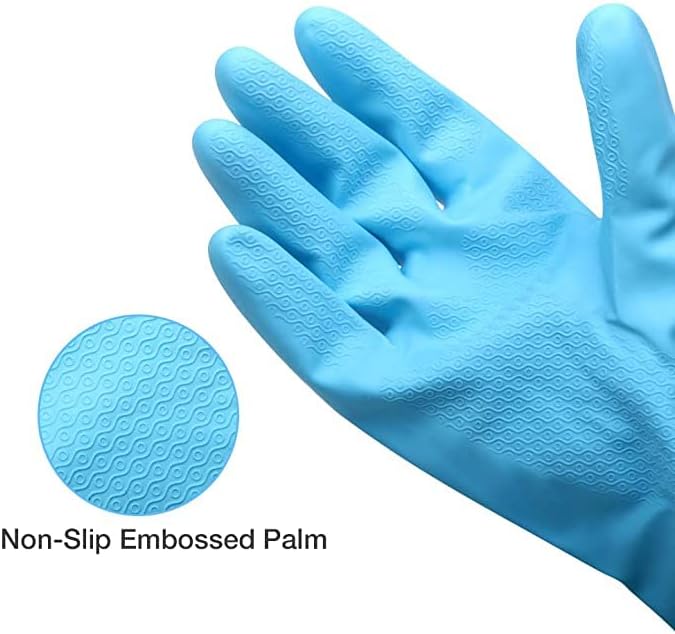 Alimat PluS 3 Pack Reusable Cleaning Gloves Latex Free, Dishwashing Gloves with Cotton Flock Liner and Embossed Palm, Waterproof Household Gloves for Laundry, Gardening (Medium)