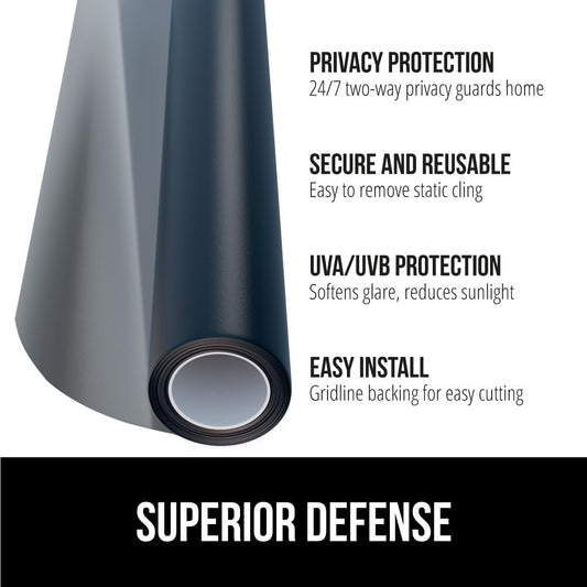Gorilla Guard Window Privacy Film, Removable Two Way Sun Blocking, Reusable No Residue Stickers, Strong Static Clings to Glass Windows, Decorative Bathroom Door Coverings, 17.5 x 78.7 Inch, Frosted