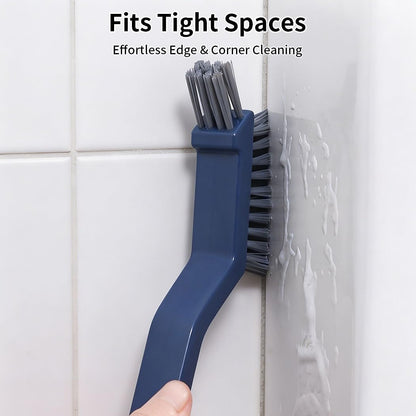 3-in-1 Grout Brush and Crevice Cleaner,with V-Shaped Bristles & Hair Clip-Multi-Surface Gap Cleaning Tool for Bathroom Tiles,Kitchen,Window Tracks,and Narrow Corners (White)