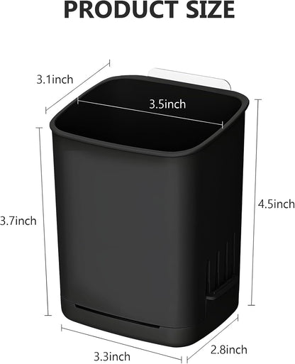 2 Pack Wall Mounted Toothbrush Holders，Removable Drill-Free Wall Shower Holder for Toothbrush,Toothpaste, Razor, Self-draining Self Adhesive Cup in Shower, Kitchen Tableware Organizer (Black
