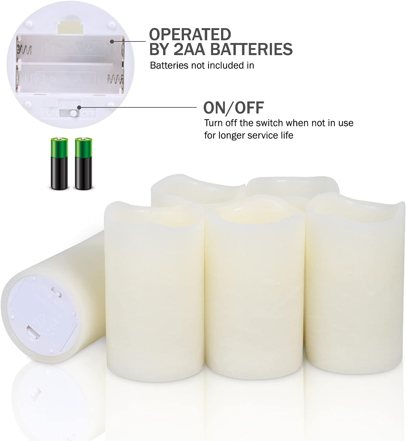 H-BLOSSOM Flameless Candles Battery Operated Real Wax Pillar LED Candles with 10 Key Remote Control Cycling 24 Hours Timer Set of 6 (3" x 6" Remote)