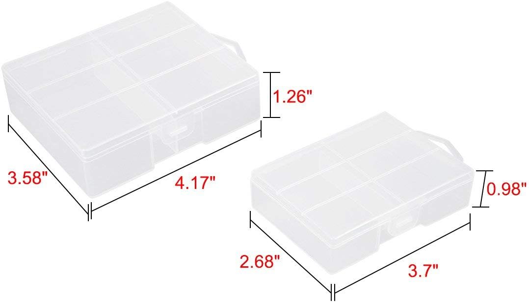 AA Battery Storage Box Organizer Holder Clear Plastic Case Container Portable-Holds 24xAA Batteries(2Pcs)