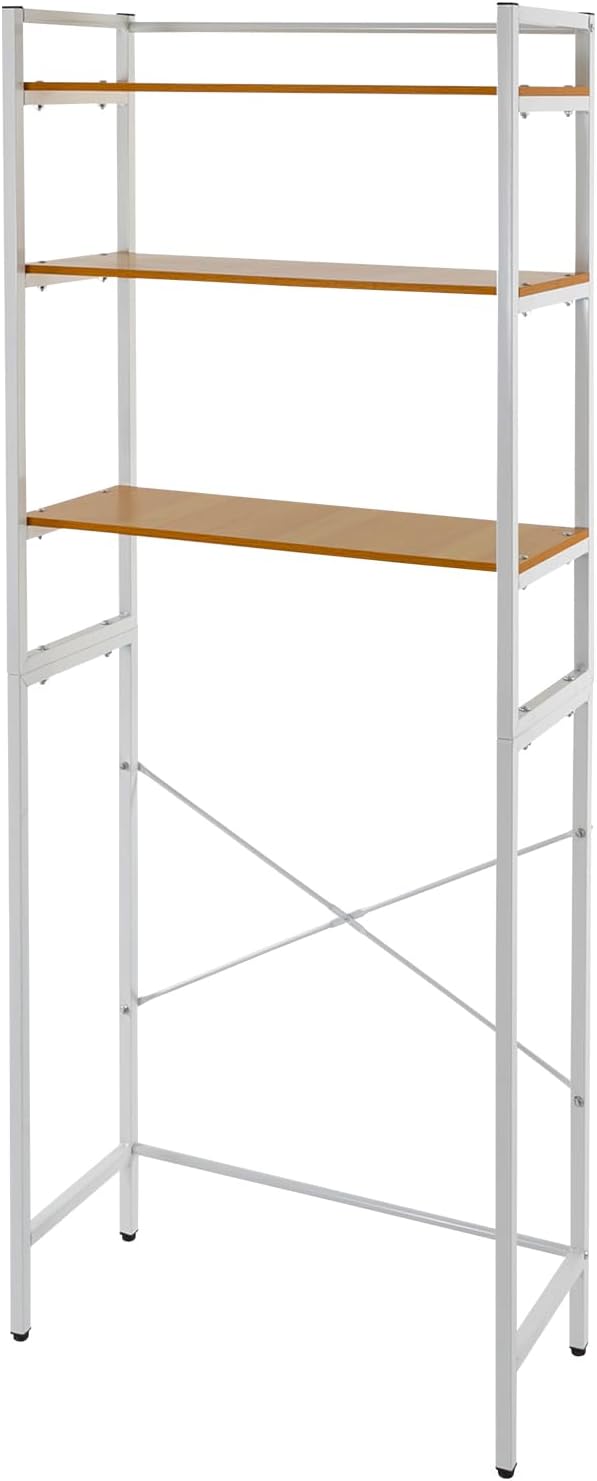 Over Washer and Dryer Storage Shelves, 3-Tier Freestanding Washing Machine Storage Rack with Adjustable Shelf for Laundry Room Bathroom Garage, W27.2*D11.8*H71.3in (White)