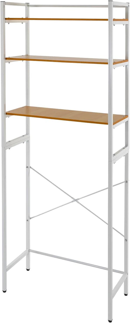 Over Washer and Dryer Storage Shelves, 3-Tier Freestanding Washing Machine Storage Rack with Adjustable Shelf for Laundry Room Bathroom Garage, W27.2*D11.8*H71.3in (White)
