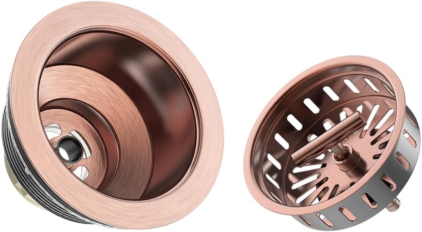 KONE 3-1/2 Inch Kitchen Sink Drain Strainer Assembly Made by All Stainless Steel with Strainer Basket/Drain Stopper, Replacement for Standard Commercial Drains
