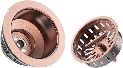 KONE 3-1/2 Inch Kitchen Sink Drain Strainer Assembly Made by All Stainless Steel with Strainer Basket/Drain Stopper, Replacement for Standard Commercial Drains