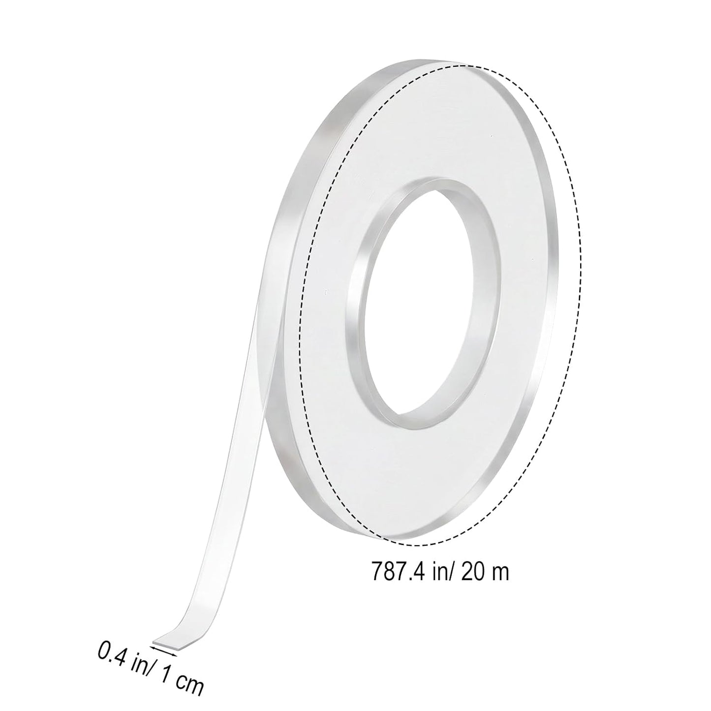 Double Sided Clear Tape Skinny Tape Nano Tape Heavy Duty Removable Reusable Waterproof Gel Adhesive 0.4 Inch x 20m Traceless Mounting for Crafts Poster Carpet Wall Decor