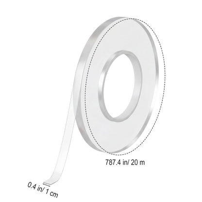 Double Sided Clear Tape Skinny Tape Nano Tape Heavy Duty Removable Reusable Waterproof Gel Adhesive 0.4 Inch x 20m Traceless Mounting for Crafts Poster Carpet Wall Decor