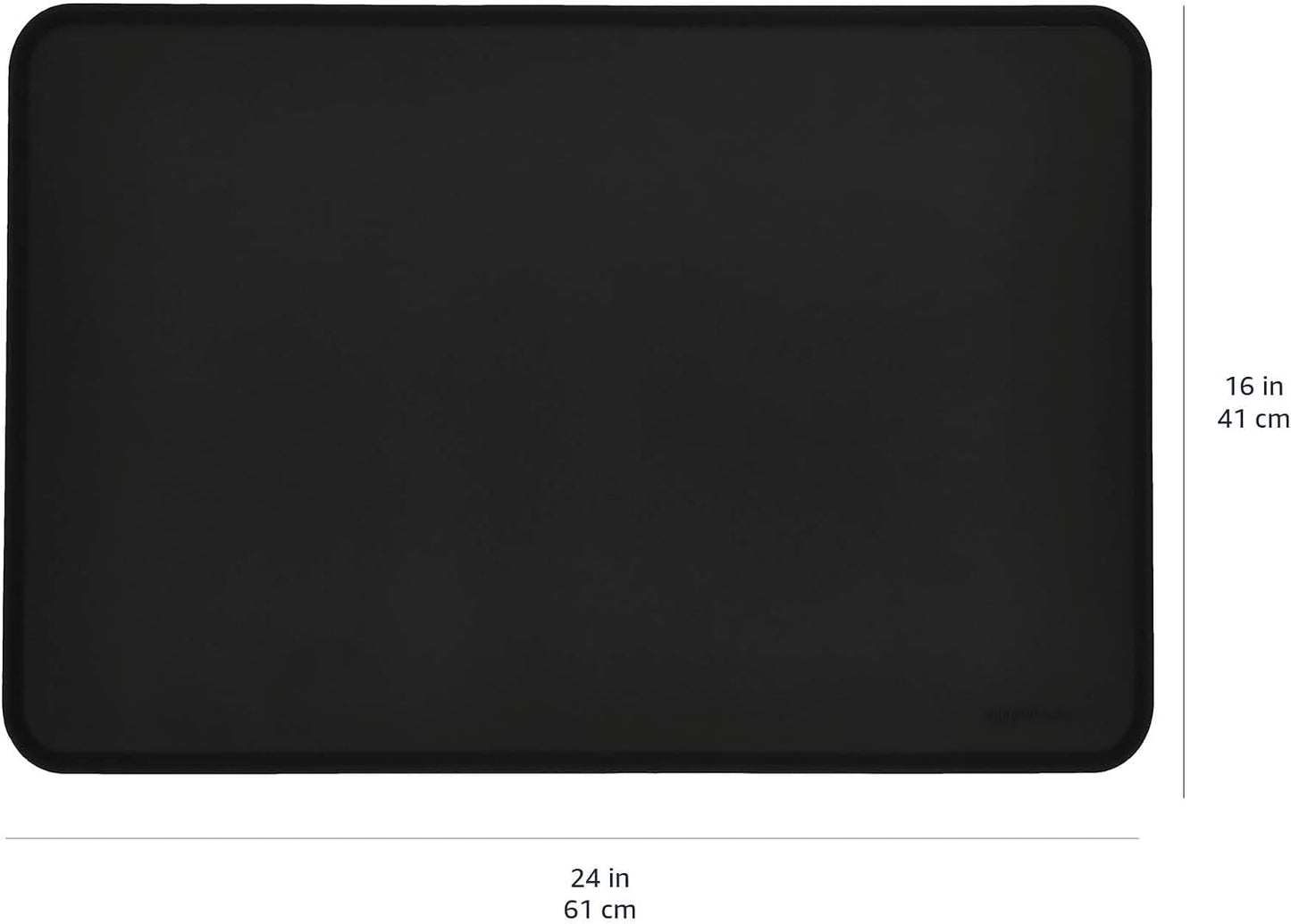 Amazon Basics Waterproof Non-Slip Silicone Pet Feeding Mat with Raised Edges for Food and Water Bowls, Easy to Clean Pet Placemat to Protect Floors, 18.5" x 11.5", Black
