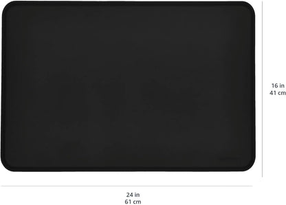 Amazon Basics Waterproof Non-Slip Silicone Pet Feeding Mat with Raised Edges for Food and Water Bowls, Easy to Clean Pet Placemat to Protect Floors, 18.5" x 11.5", Black