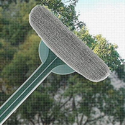 Mesh Screen Cleaner - 2 in 1 Window Cleaner Brush, Glass Cleaning Scraper, Window Screen Brush Washing Equipment, Double Sided Wet & Dry Dual Purpose, Extendable Mesh Screen Cleaner (Green)