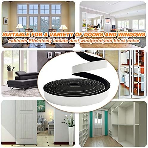 Weather Stripping Door Seal Strip for Doors and Windows, 1In x 1/8In x 33Ft x 2 Roll Foam Insulation Tape Self Adhesive,Sound Proof,Weatherstrip,Pipe Cooling, Air Conditioning Seal Strip - Colors A