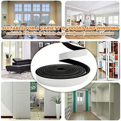 Weather Stripping Door Seal Strip for Doors and Windows, 1In x 1/8In x 33Ft x 2 Roll Foam Insulation Tape Self Adhesive,Sound Proof,Weatherstrip,Pipe Cooling, Air Conditioning Seal Strip - Colors A