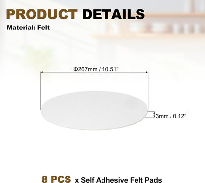uxcell 32Pcs Non Slip Furniture Pads, 3" Round Self Adhesive Felt Bumpers Noise Reducing Furniture Feet Floor Protector for Chairs Tables Furniture Legs (White 0.2" Thick) - Colors B