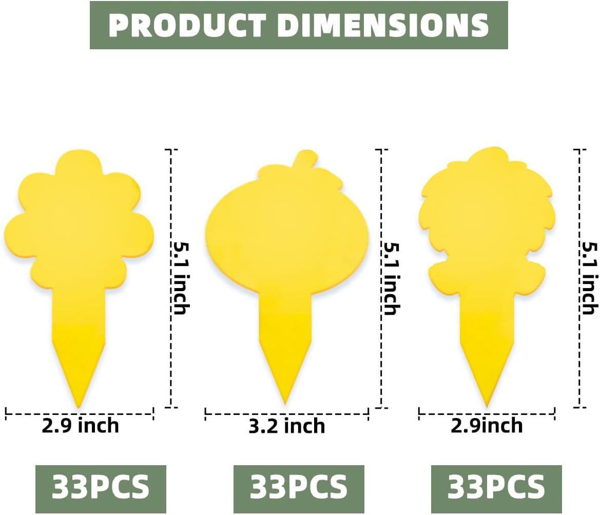 Sticky Yellow Fungus Gnat Traps, Easier to Use, No Touching Glue Or Bugs, Targets Species for Gnat, Fruit Fly & Pests, Thoughtfully Designed, High Capture Rate, Kid & Pet Safe, 36 Traps