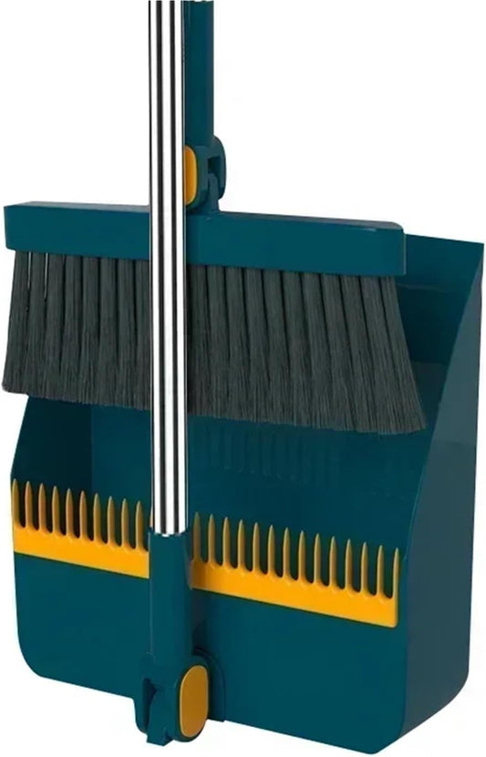 2PCS/Set Broom and Scoop Set Folding Dustpan High-end Bathroom Water Wiper to Sweep Brush Garbage Squeegee Home Cleaning for Home Kitchen Shop(Blue-2PCS)