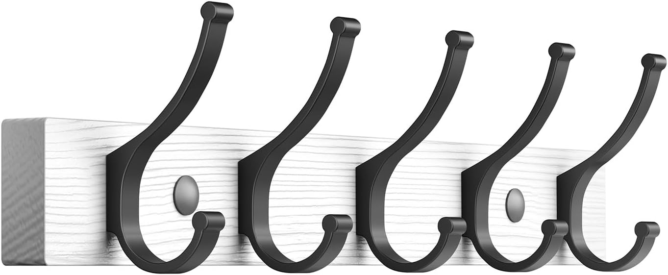 Optish Coat Rack Wall Mount, 16.5 Inches Wood Coat Hooks, Wall Hooks for Hanging, Hat Rack Bag Hanger Key Holder for Wall, Purse Hanger Towel Racks for Bathroom (1Pack, Brown)