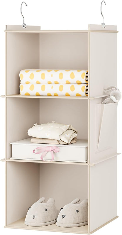 YOUDENOVA Hanging Closet Organizer, 4-Shelf Closet Hanging Storage Shelves, Grey