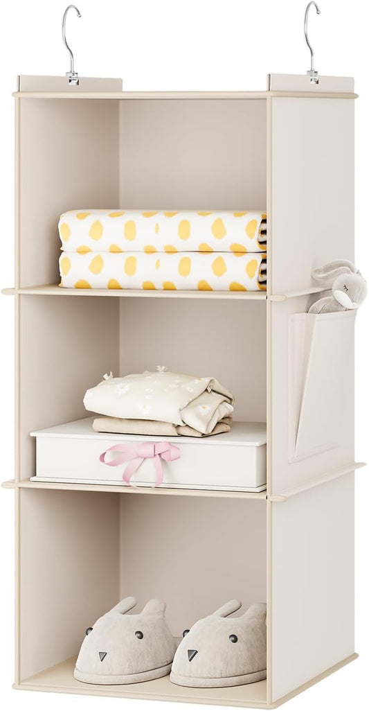 YOUDENOVA Hanging Closet Organizer, 4-Shelf Closet Hanging Storage Shelves, Grey