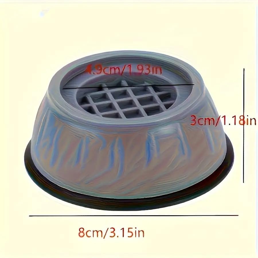 4 Pack Washing Machine Anti-Vibration Pads, Shock Absorption Noise Reduction Feet, Waterproof Anti-Slip Silencer Mat for Washer and Dryer, Sturdy Riser Support for Stable Laundry Appliance